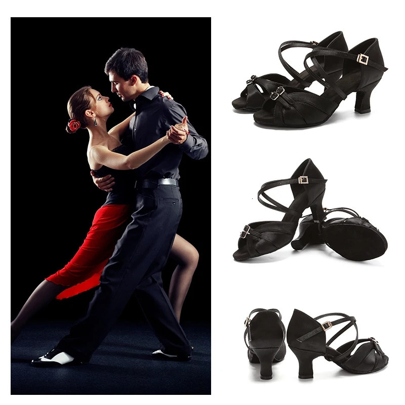 SWDZM Ballroom Women Latin Dance Shoes Modern Pole Dance Shoes Salsa Tango High Heel Adjustable Latin Shoes For Girls Ladies 250528