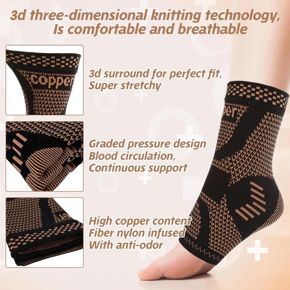 1PC Copper Infused Ankle Support Compression SocksAnkle Braces for Men WomenAnkle SleevesFoot Wraps 250530