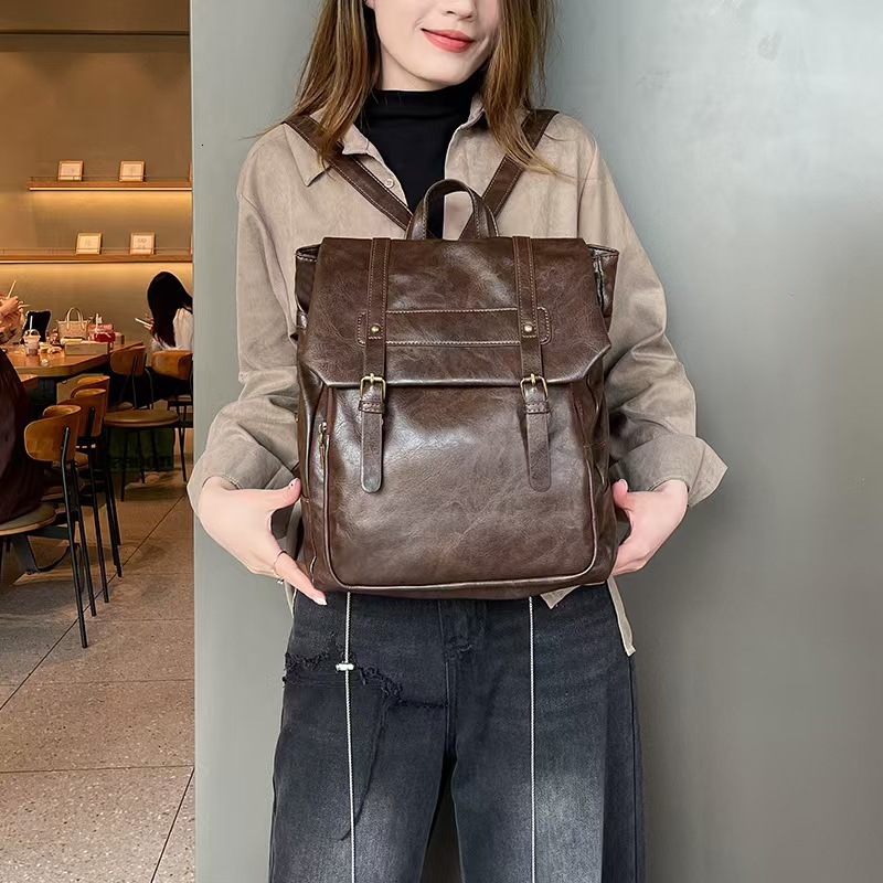 designer Japanese Style JK Uniform Backpack 2025 New College Style Backpack Retro Soft Leather Casual Women's Bag Cambridge School Bag