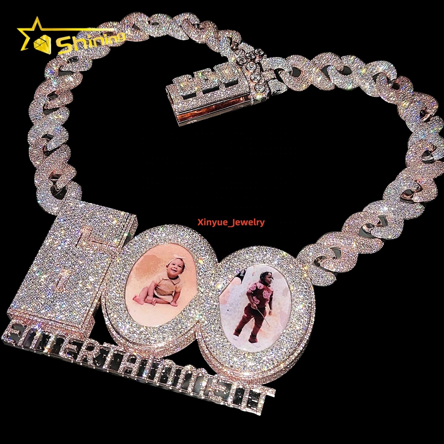 Custom Moissanite Pendant Necklace 925 Silver VVS Diamond Mossanite Letter Moissanite Memory Letter Pendant With Iced Out Chain