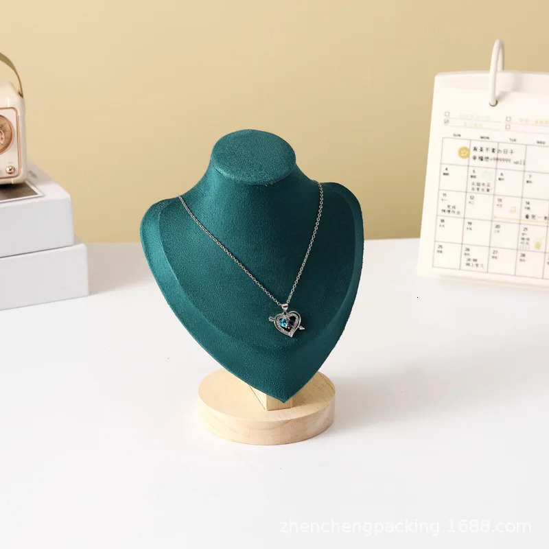 Solid wood portrait neck green jewelry stand necklace pendant neck mold display standjewelry necklacestand display stand 250530