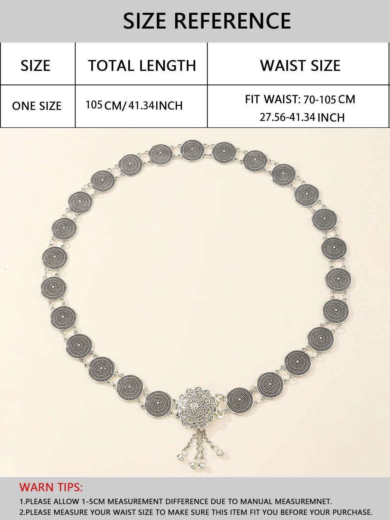 1PCS Metal Swirl Polka Dot Adjustable Bohemian Style Vintage Women's Belt is suitable for summer daily casual party gifting