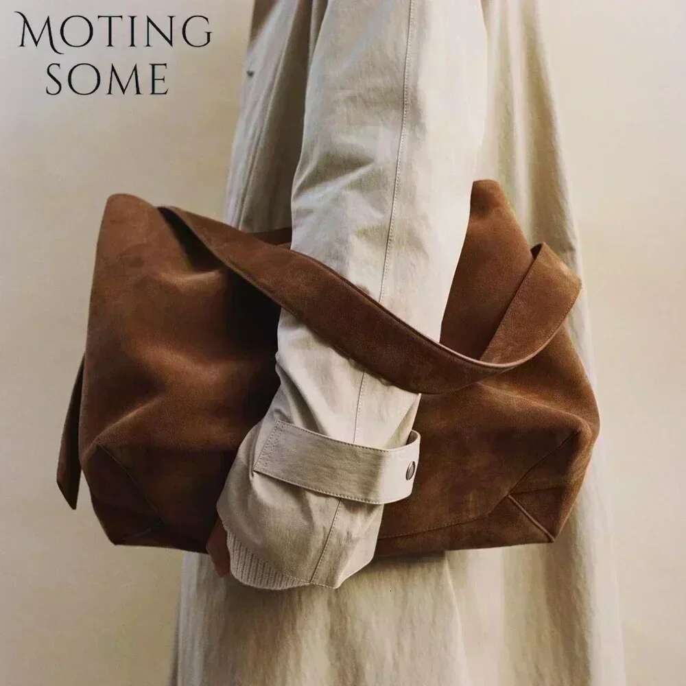 Motingsome Oversize Women Bag Suede Leather Winter Bags Frosted Cow Skin Handbag And Purses Retro Lady Tote 2025New