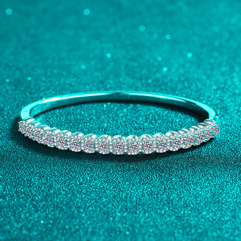 Full Moissanite Tennis Bracelet for Women 925 Sterling Silver PT950 Platinum Plated Bangle Minimalist Sparkle Jewelry Gift