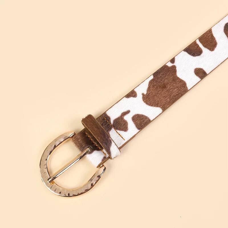 Leopard Print Pu Women'S Belt Hip Hop Y2k Girls Jeans Accessories Girdle Goth Retro Leather Gold Pin Buckle Waistband
