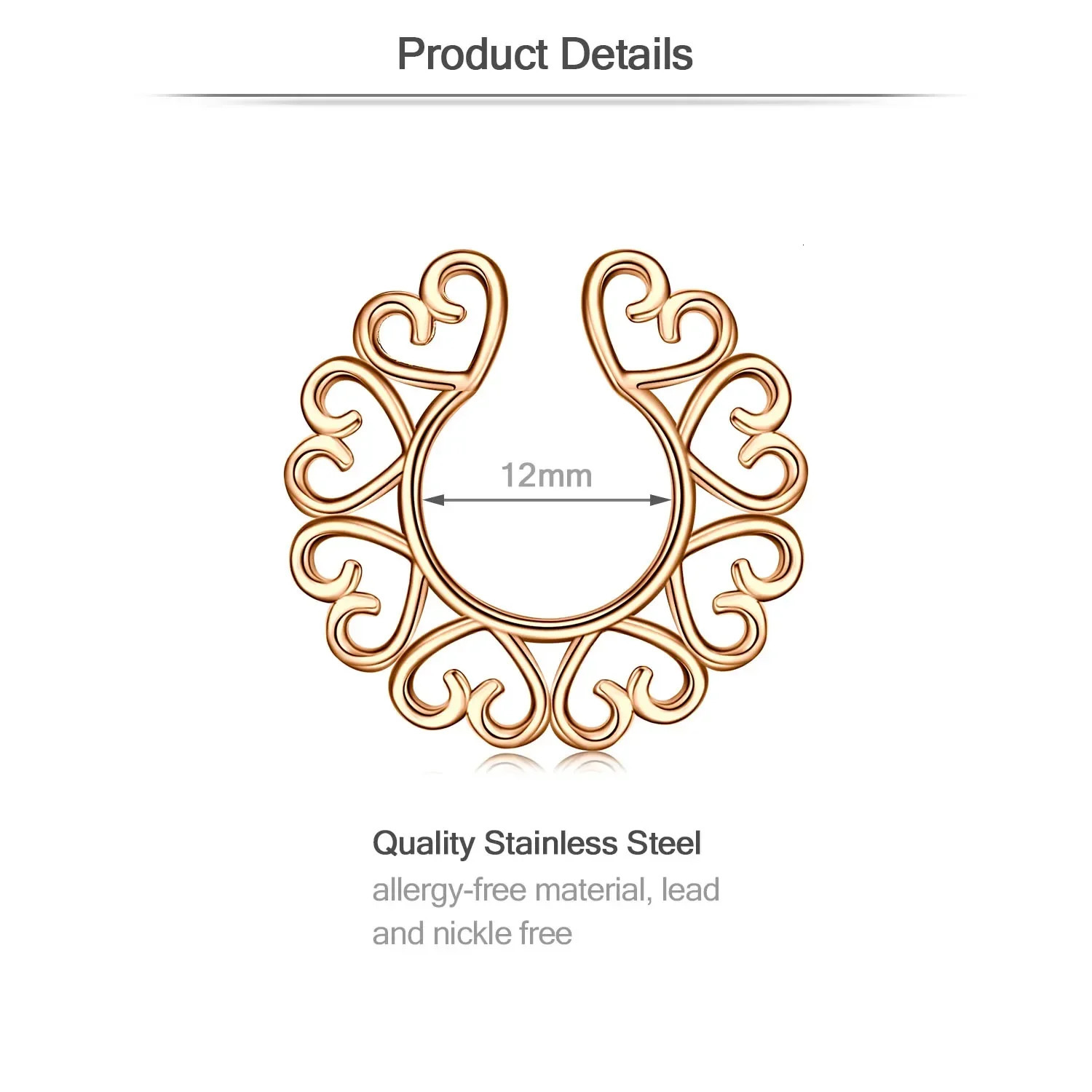 2Pcs 316L Stainless Steel Adjustable Nipple Ring for Women Nipple Shield Clip On Nipple Rings Nipple Piercing Jewelry 250526