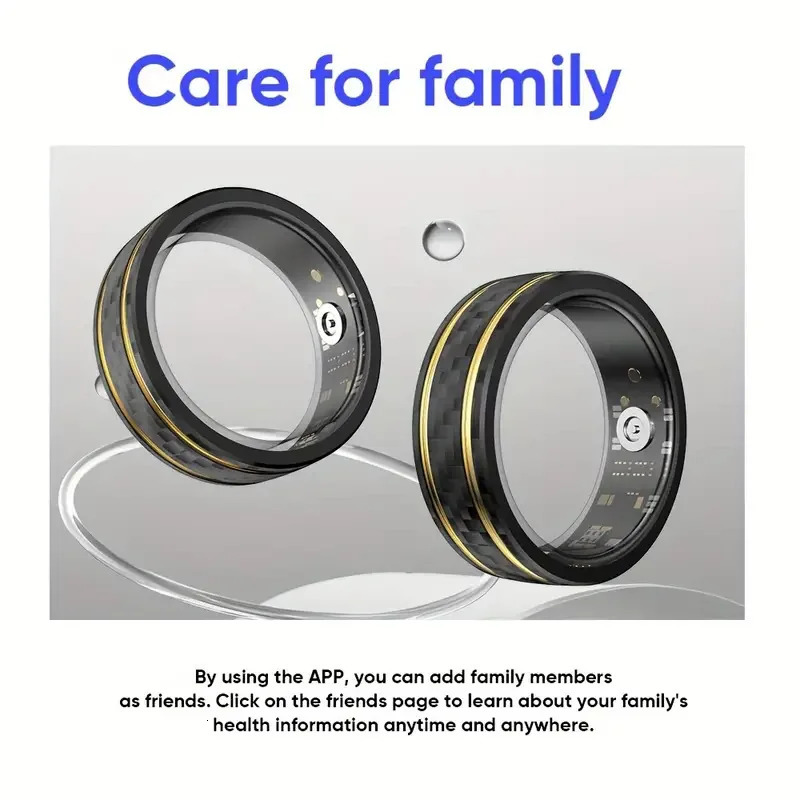 Smart Ring Health Tracker Mens and Womens Health Ring Long Lasting Battery Sleep Ring Black Gold 13# 250526