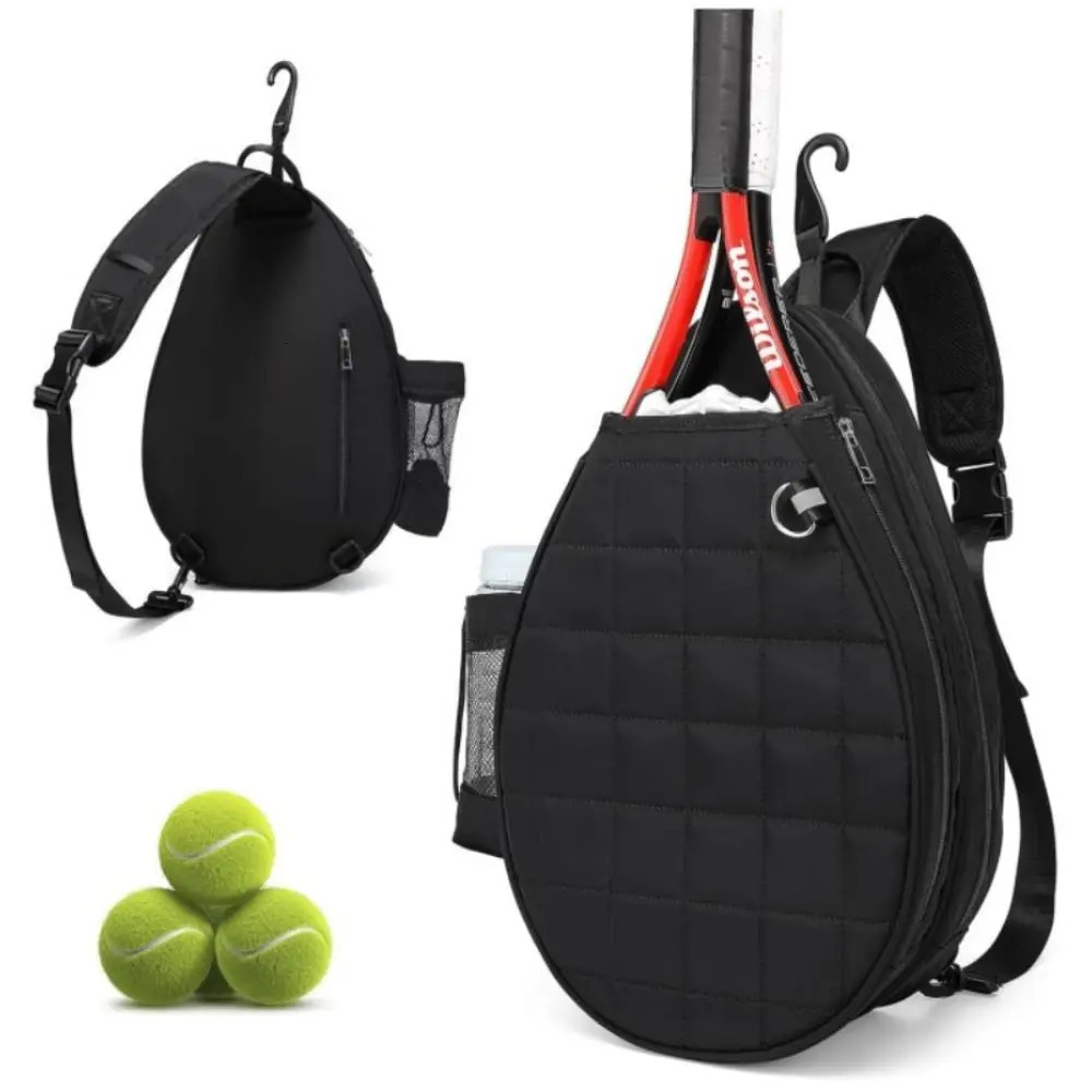 Crossbody Tennis Racket Bag Adjustable Large Capacity Tennis Crossbody Bag with Water Bottle Holder Beauty Sports Fitness Bag 250530