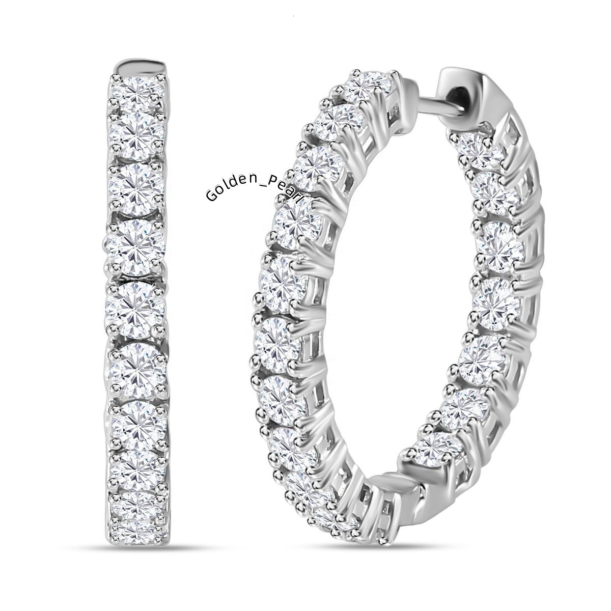 Moissanite Inside Out Hoop Earrings in Platinum Over Sterling Silver High Quality Wholesale Earrings Jewelry