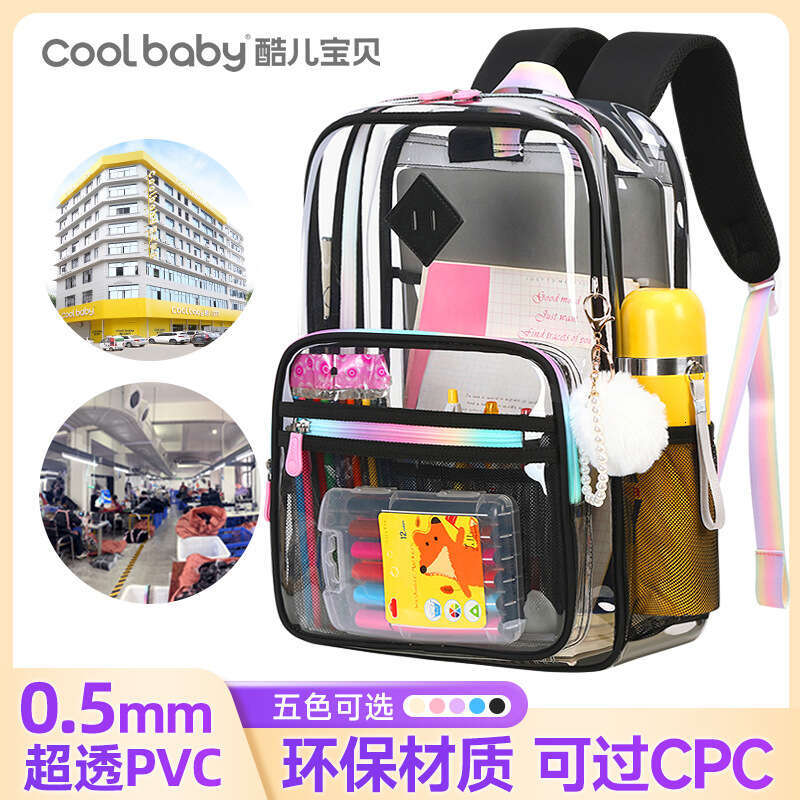 New PVC Transparent Double Shoulder Backpack for Middle School Girls Large Capacity Jelly Bag