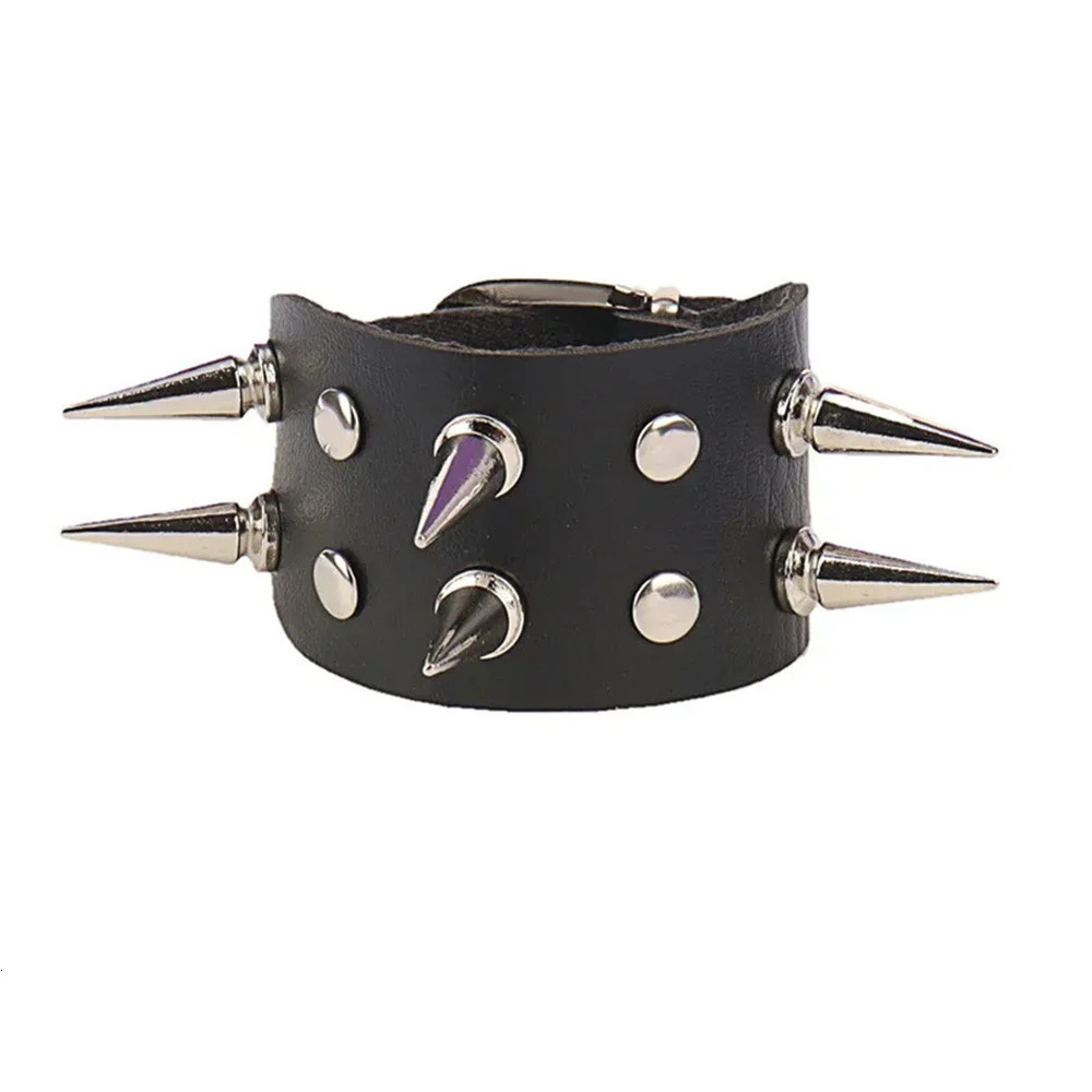 Punk Rock Studded Bracelet Set Spiked Leather Cuff Bracelet for Men Women 80s Wristband Emo Bracelet Adjustable 250528