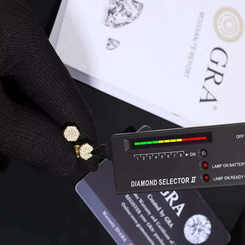 New S925 Silver Inlaid With Moissanite and Fully Inlaid With Flowers Hip-hop Hot-selling Simple Personalized Earrings