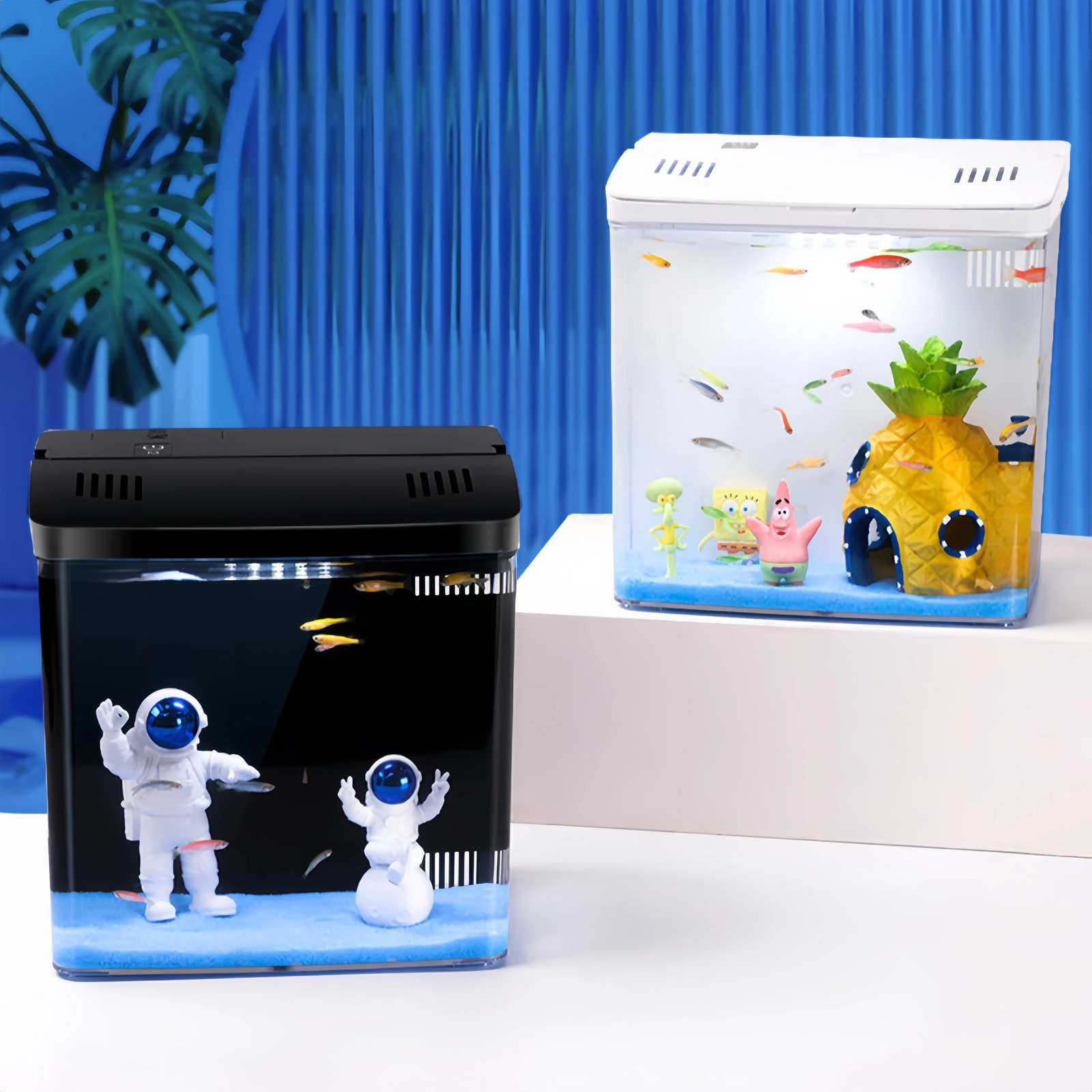 Home mini fish tank living room fish tank office desktop water free ecological self circulating filter Acrylic aquarium 250530