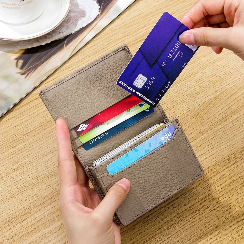 Genuine Leather Women Wallet Card Holder Small Purse Large Capacity Men Women Bank Business Credit Card Holder Wallet Case 250528