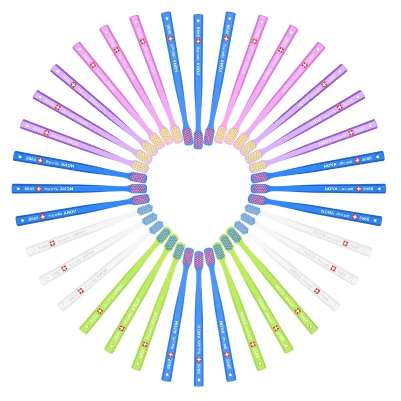 NONA Swiss style soft bristle toothbrush 5460-5688 Super soft toothbrush 12 in various colors 250528