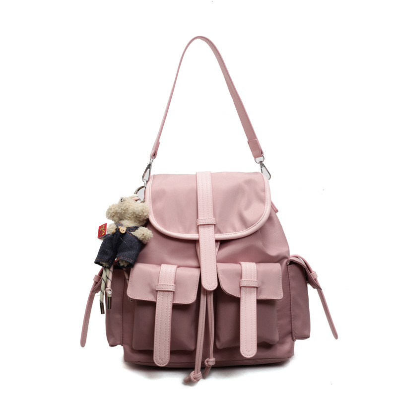 designer Women's Backpack 2025 Nylon Large Capacity Bag with Double Pockets Casual Portable Single Shoulder Underarm Bucket Bag