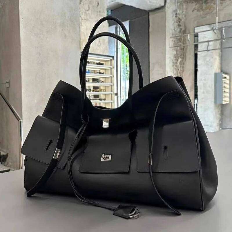 Large Capacity Genuine Leather Wing Tote Bag Trend Advanced Texture Simple Soft Wear-Resistant Travel Lage Handbag