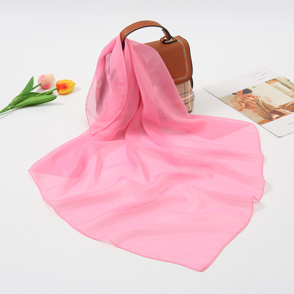 K894 Spring new solid color chiffon silk scarf small square scarf bag headband decorative scarf 64*64 square scarf