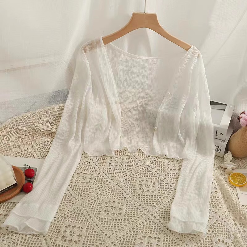 K889 Sun protection cardigan for women in summer, thin small shawl with suspender skirt, short jacket, versatile and fashionable chiffon top