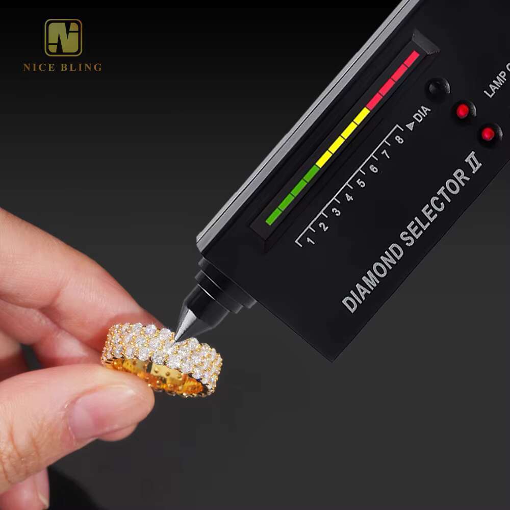 GRA Certificate 925 Sterling Silver Gold Plated Hip Hop Jewelry New Style 3row Stone VVS Diamond Moissanite Hip Hop Ring