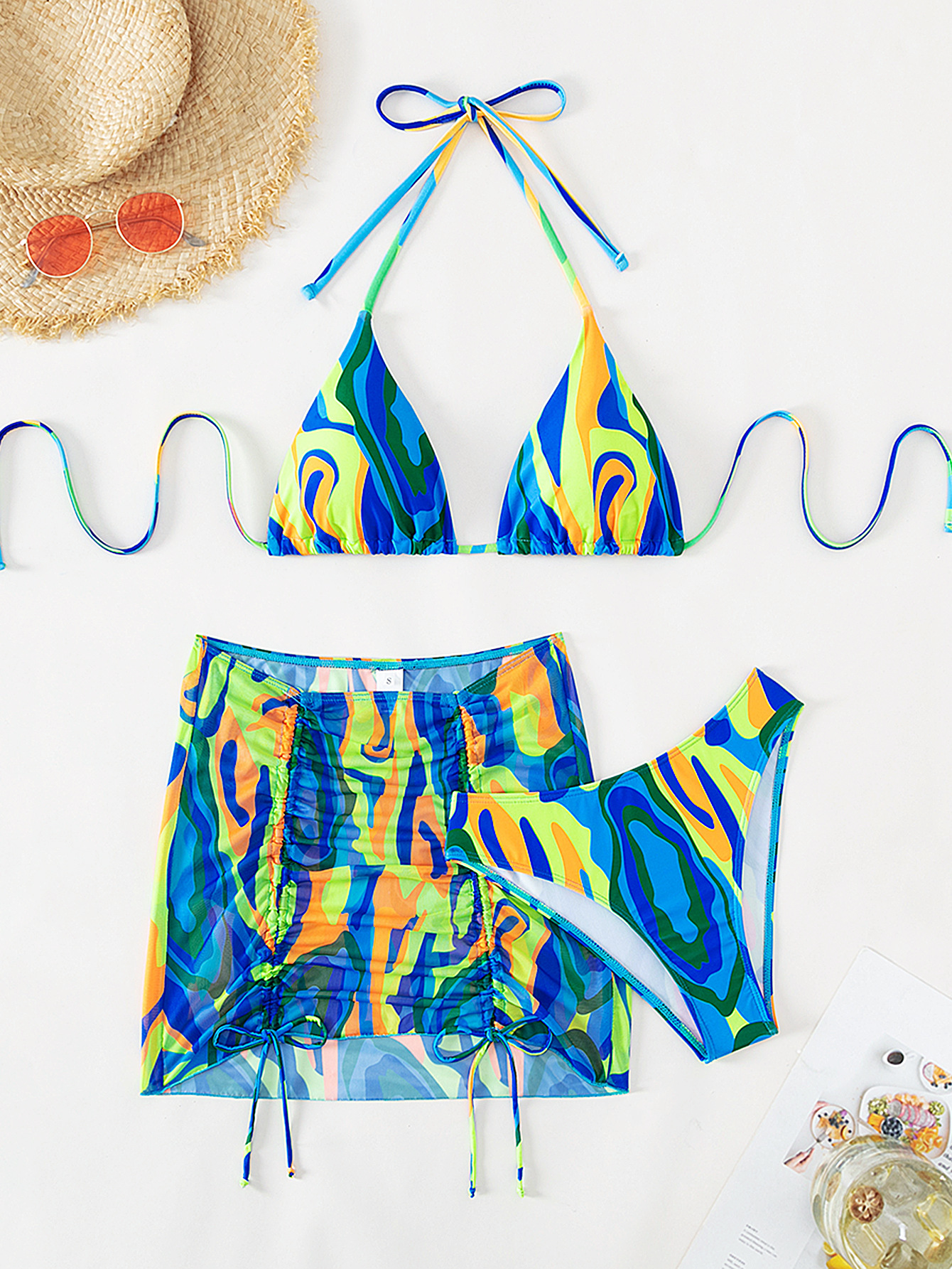 Outdoor Sexy Beach Bikinifree Shipping 2025 New Designer Shoes Colorful Swimsuit, High-end And Sexy Mesh Three Piece Set, Split Bikini Swimsuit For Wo