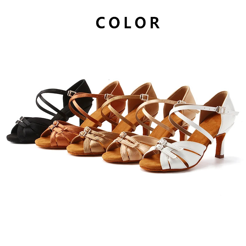 SWDZM Ballroom Women Latin Dance Shoes Modern Pole Dance Shoes Salsa Tango High Heel Adjustable Latin Shoes For Girls Ladies 250528