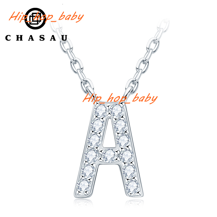 Charm Pendant 1.4mm D Color Moissanite Diamond Necklace Initial 26 Letter Name Necklace Silver for Women Kids Girls
