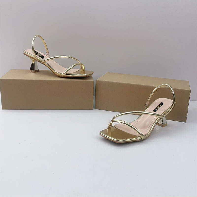 Fashion Solid Color Square Toe Outdoor Cross Back Strap Thin High Heel Plus Size Sandals for Women
