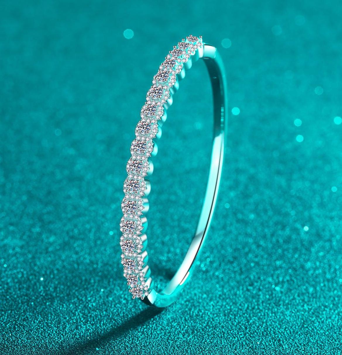 Full Moissanite Tennis Bracelet for Women 925 Sterling Silver PT950 Platinum Plated Bangle Minimalist Sparkle Jewelry Gift