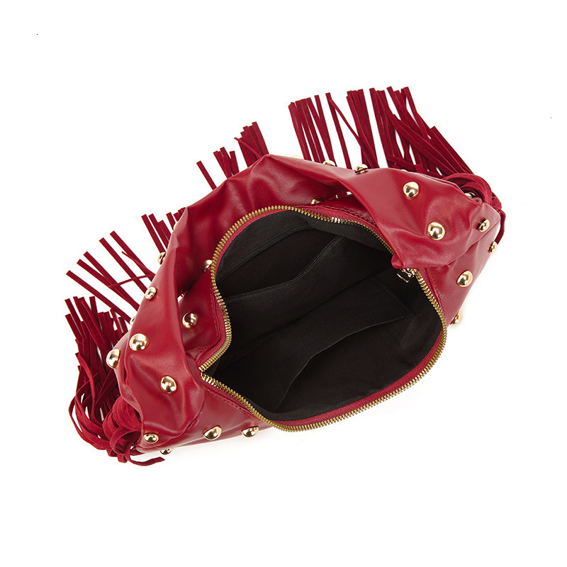 designer Motorcycle Women's Bag European and American Retro Personality Tassel Bag 2025 New Fashion Trend Simple Shoulder Handbag for Women