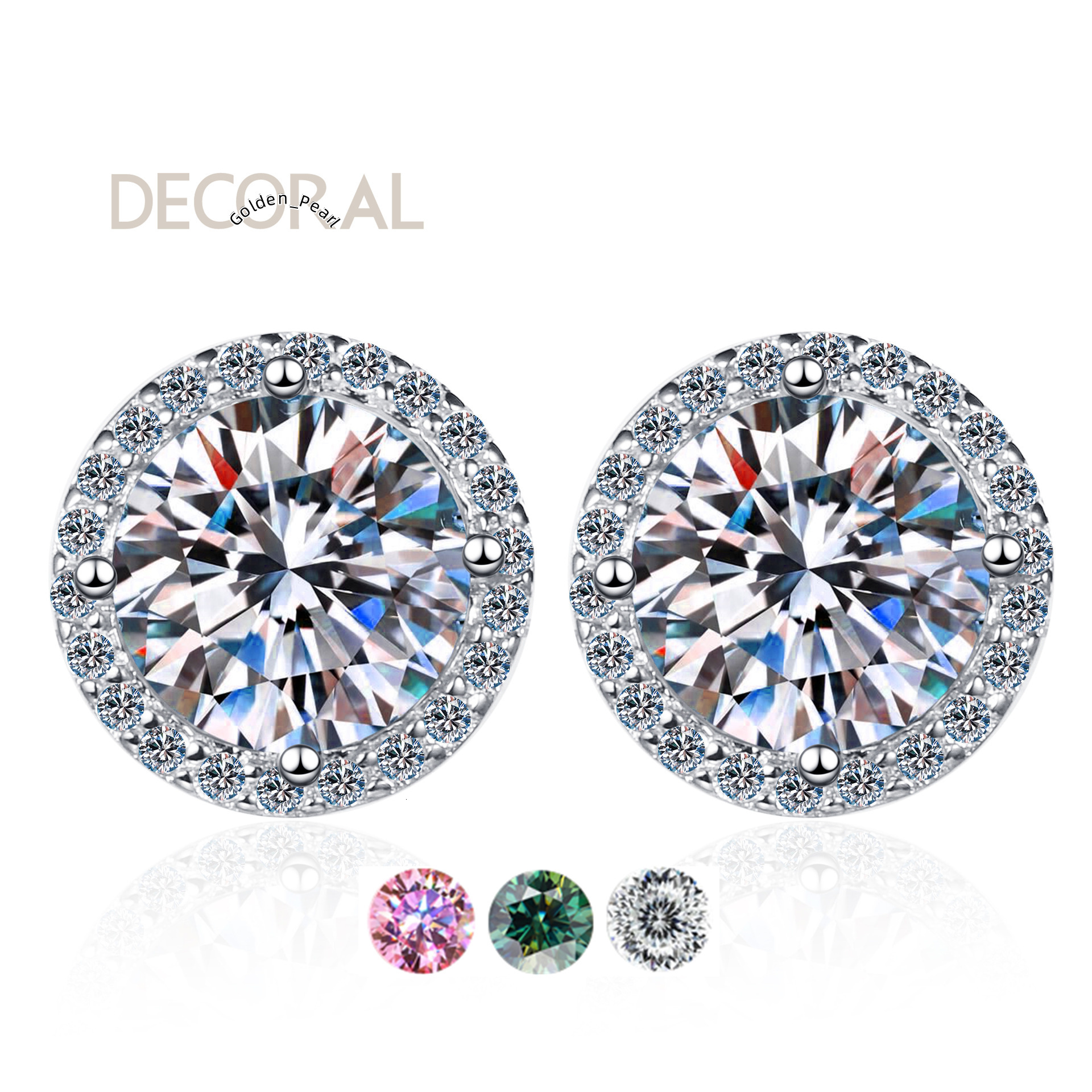 Factory Wholesale Fashion 925 Sterling Silver Stud Earrings Fine Jewelry 1/2ct Moissanite Diamond Engagement Earrings