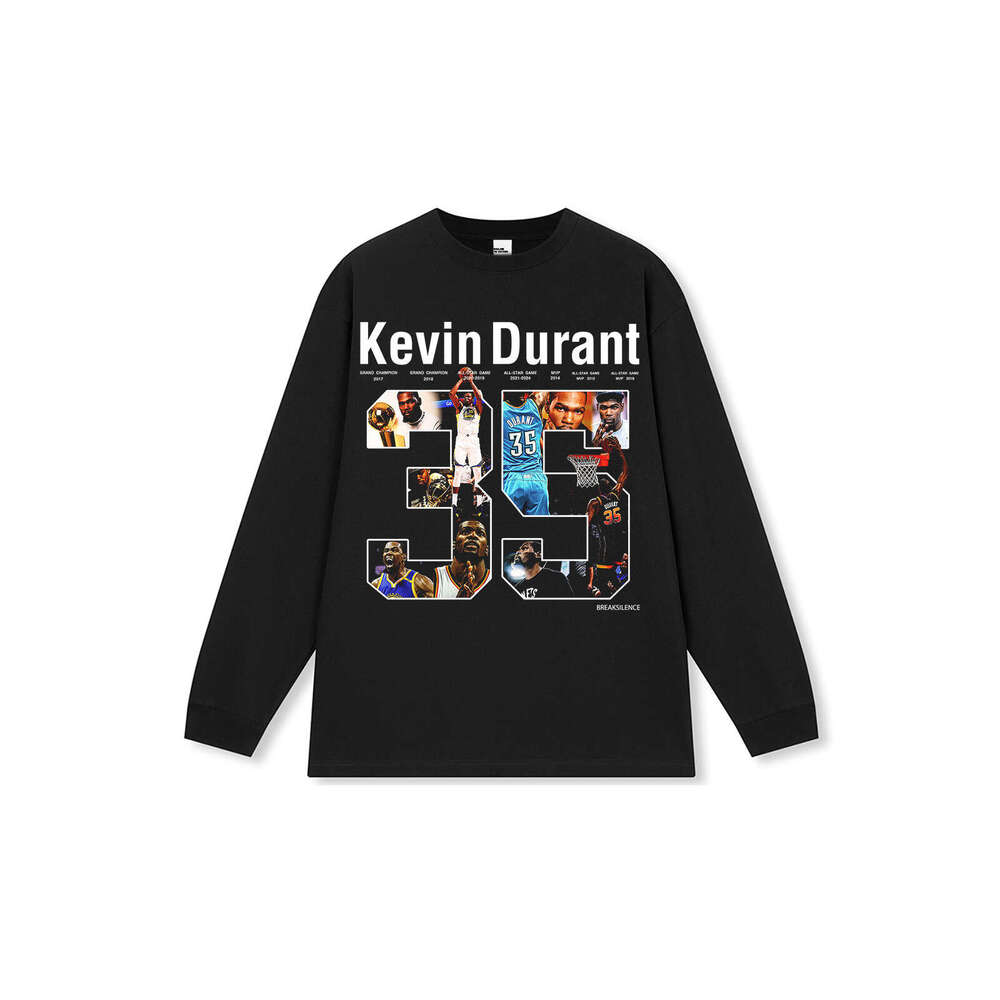 Durant American Street Style Washed Short Long Sleeve T-Shirt Men Pure Cotton Printed Top Trendy