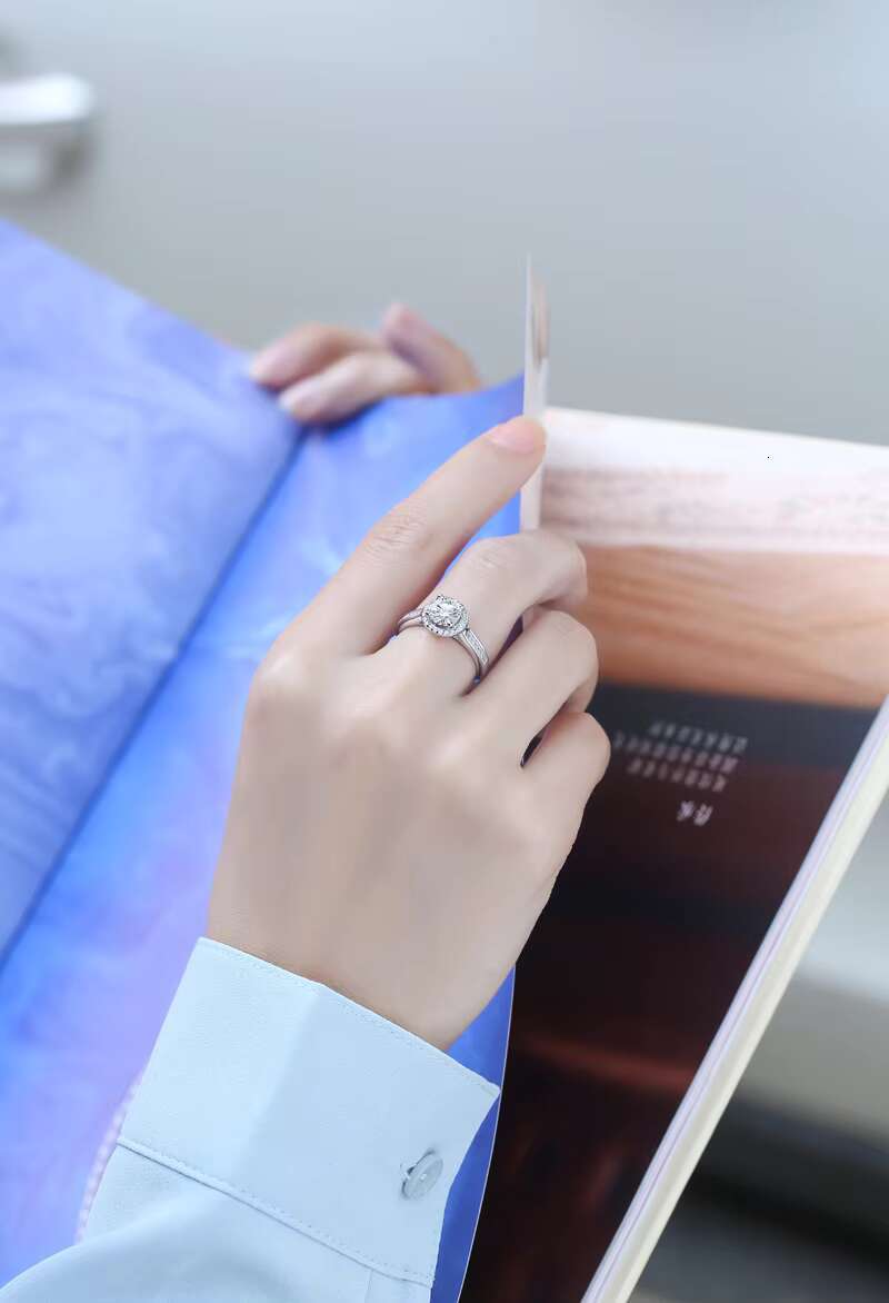 Fashion Jewelry 1 Ct Moissanite Ring Factory Custom Opening Adjustable Sterling Silver 925 Engagement Ring