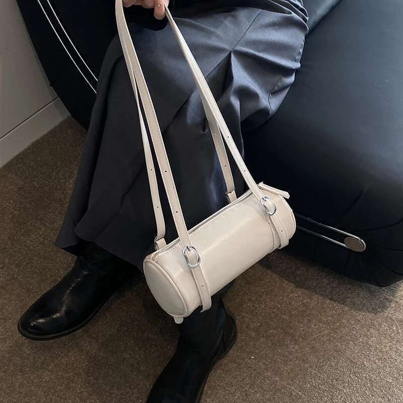 MOODS Cylinder Shaped Dual Straps Underarm Shoulder Bags For Women 2025 Summer New Handbags Casual Street Commute Crossbody Bag