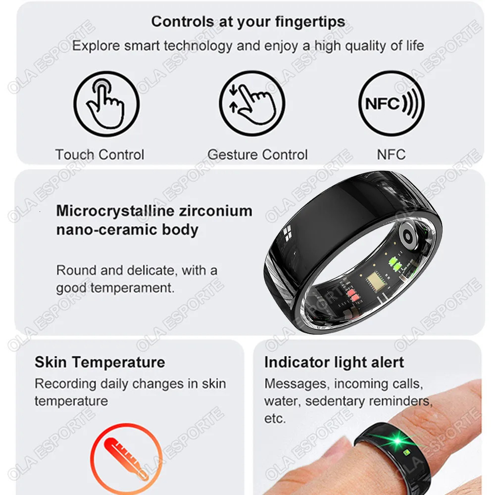 For NFC Smart Ring with Charging Case for Men WomenHealth and Sleep Monitor5 ATM WaterproofMulti-sport Modes Smartring 250526