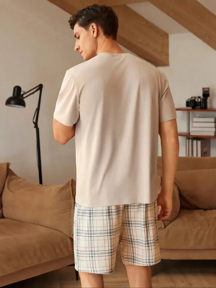 Summer Style Pajamas Mens pajama set with shortsleeved shirts printed letters and shorts allover prints shortsle 250526