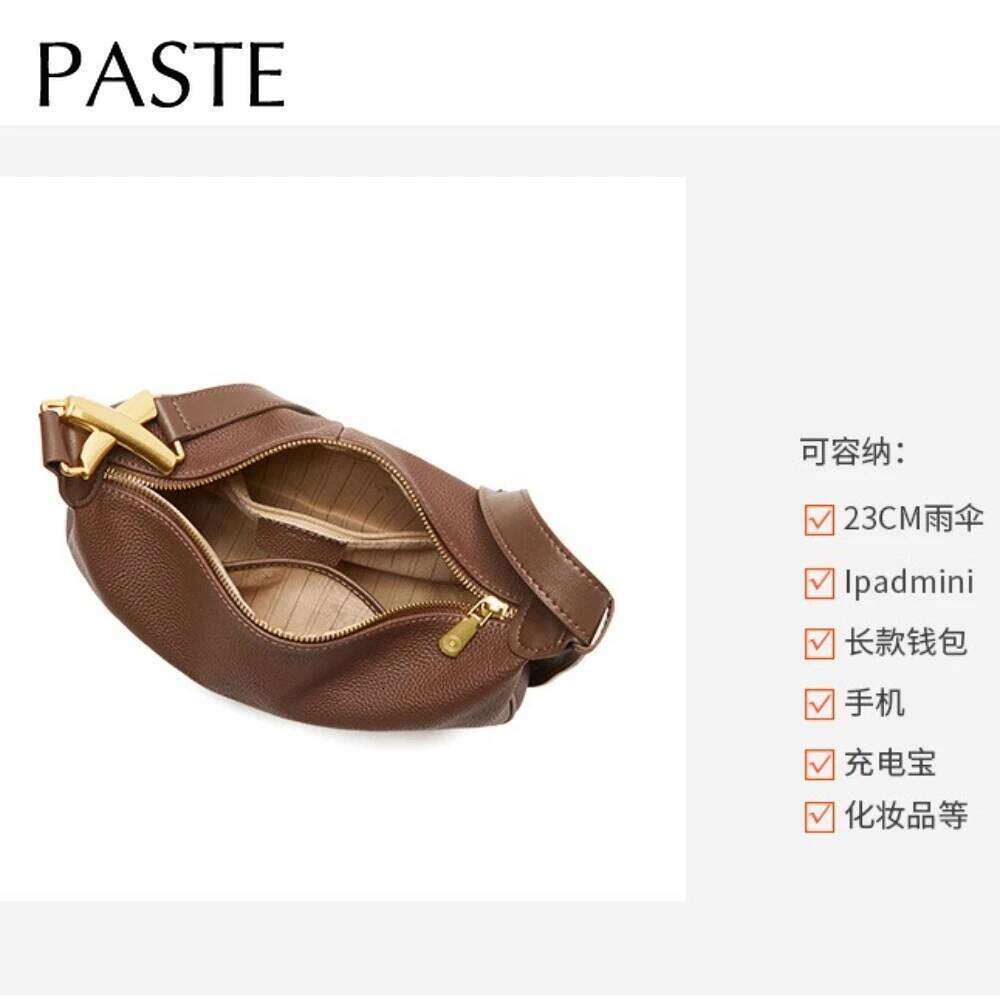 New Trendy Design Coffee Color Lichi Pattern Cowhide Leather Women Hobo Tote Leisure Ligh Weight Female Handbag