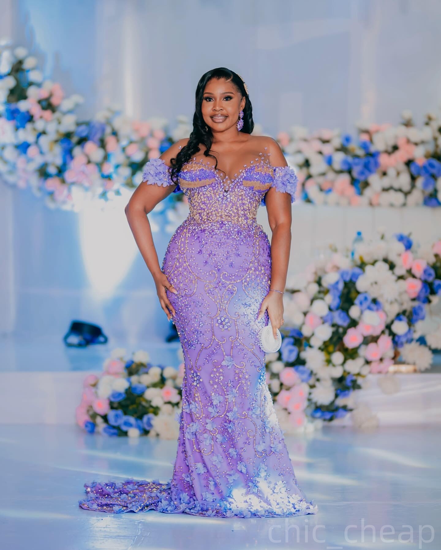 Lilac Mermaid Prom Dresses 2025 Flowers Crystals Luxurious Evening Formal Party Second Birthday Engagement Gowns Plus Size Dress For Special Occasions