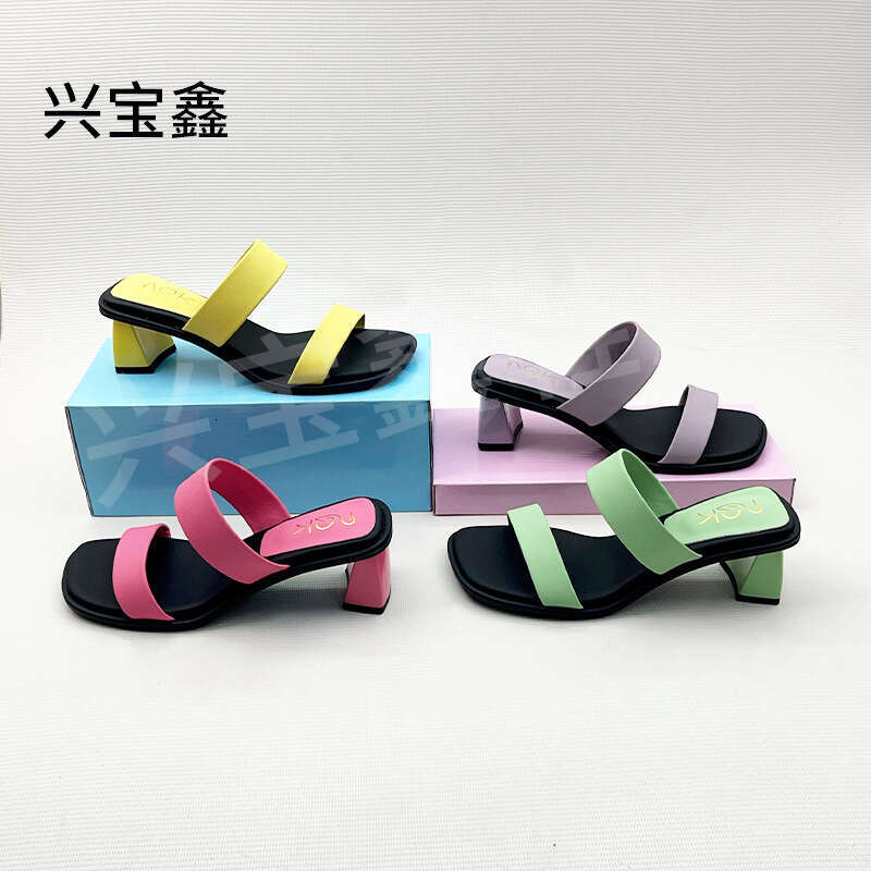 Slippers 2025 Spring New Thick Sole Open Toe Fashion Youthful High Heels Fairy Style
