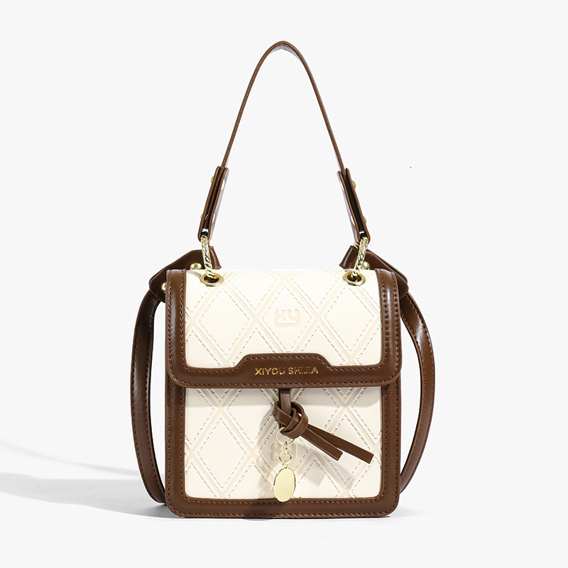 Free Shipping Designer Bag 2025 New Niche Design Splicing Contrasting Color Small Square Women's Texture Simple Crossbody Bag, Fashionable Single