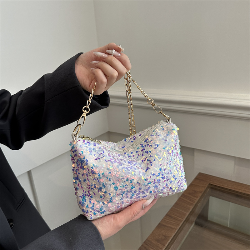Free Shipping Designer Summer Sequin Small Bag Crossbody 2025 New Trendy Internet Famous Western-style Versatile Drawstring Shoulder Bucket Bag