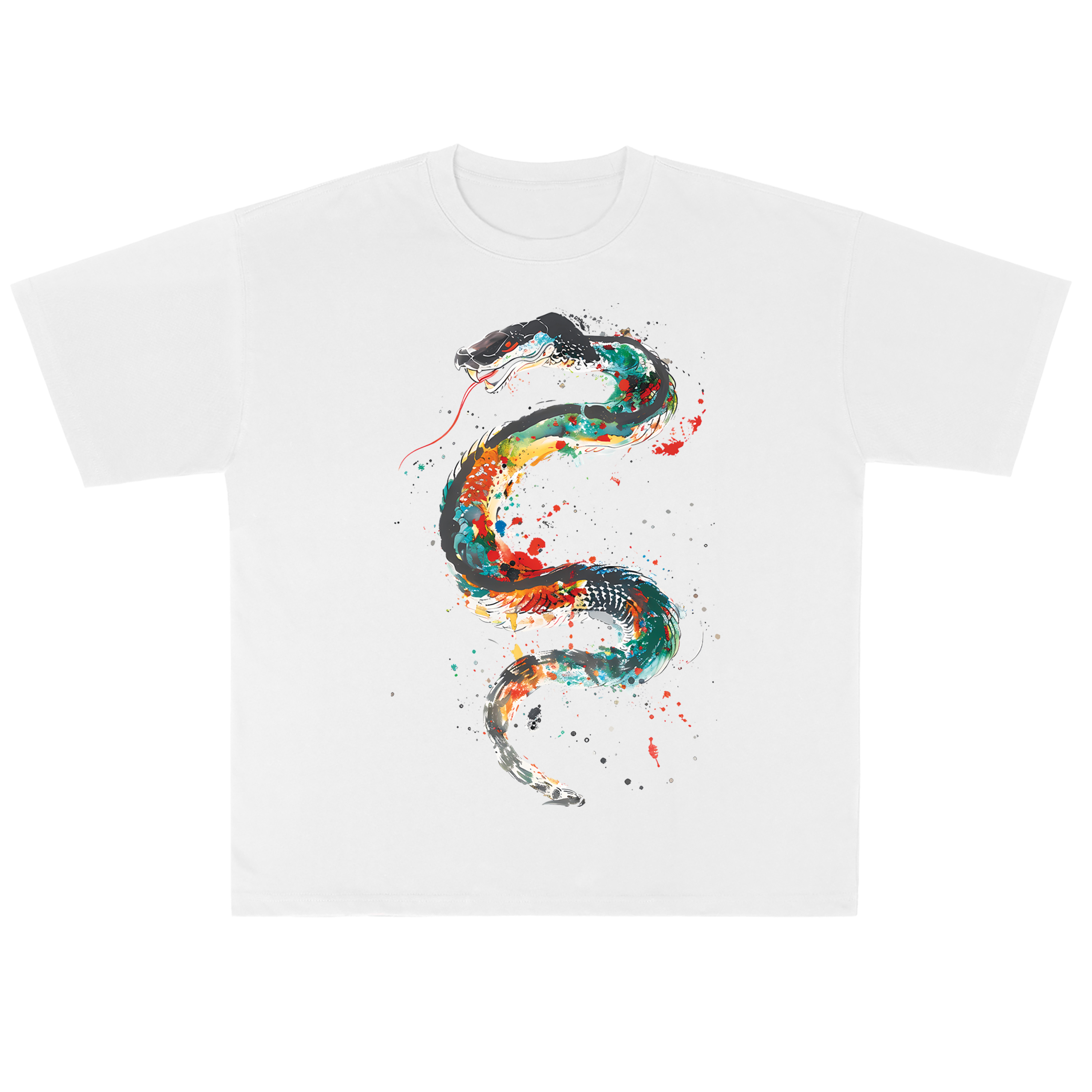 T-shirt men's top designer cotton T-shirt colorful snake short sleeved clothing high-quality fashionable T-shirt