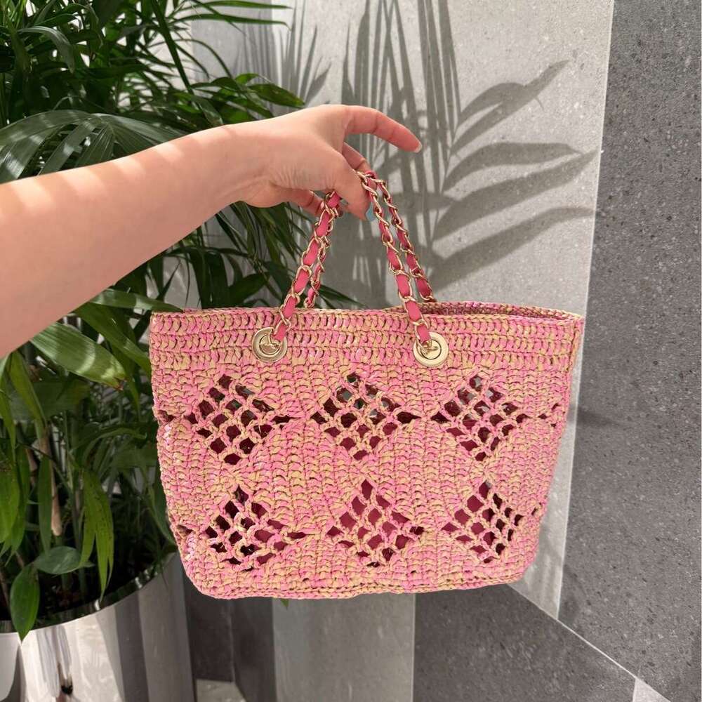Straw Beach Tote Handheld Woven Hollow Pure Handmade Crochet Raffia Women S Bag With Sheepskin Small Card Holder Crossbody Bag