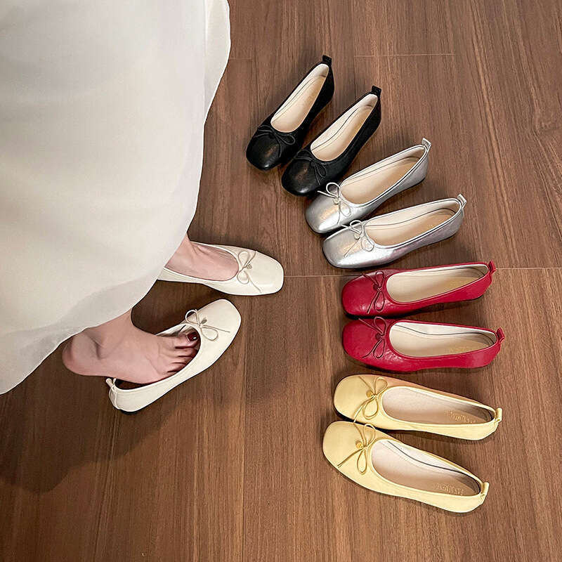 2025 New Simple Round Toe Shallow Mouth Flat Single Shoes for Women Spring Summer Korean Version Versatile Ballet Flats