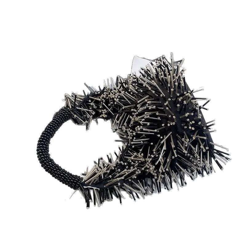 Women Tassel Handmade Bead Dia Hobo Shoulder Shiny Clutch Purse Handbag Fashion Female Underarm Bag