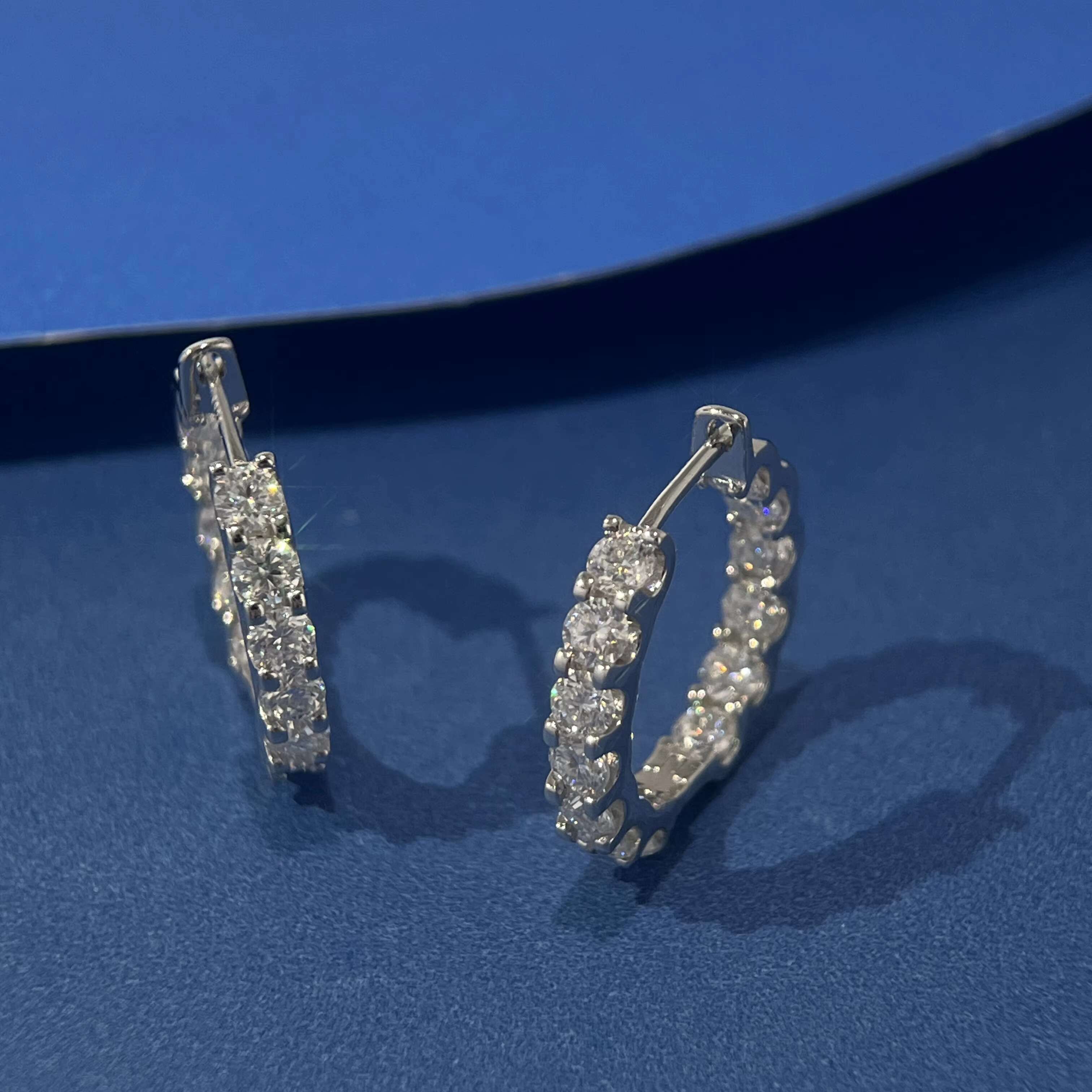 Hip Hop 0.1Ct*26Pcs Iced Cut Halo Full Moissanite Diamond Hoop Earring for Women Real S925 Silver Jewelry With Gra Certificate