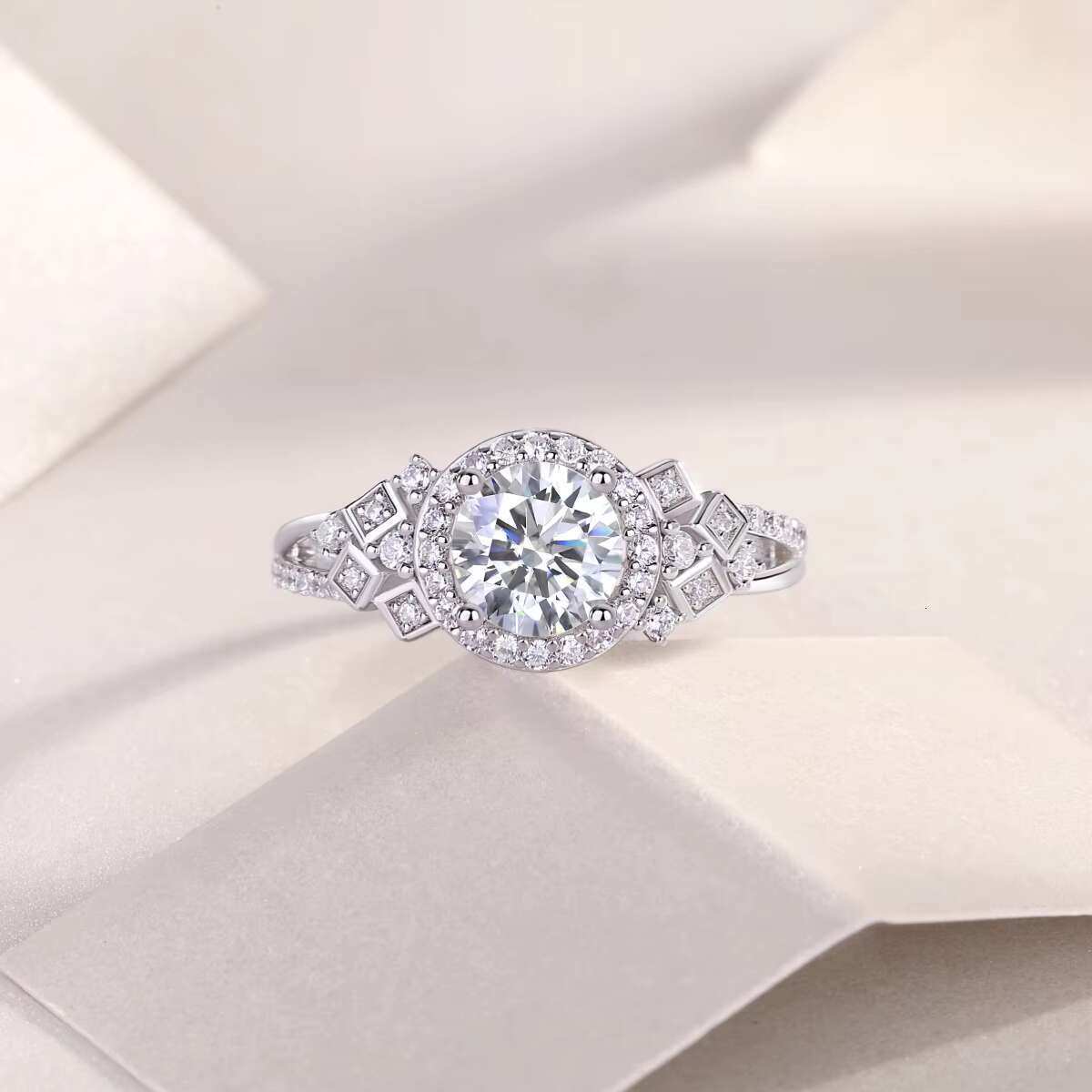 S925 Sterling Silver 1ct Moissanite Rings Full Diamond Rings for Women Engagement Jewelry Manufacturer R231113327-65