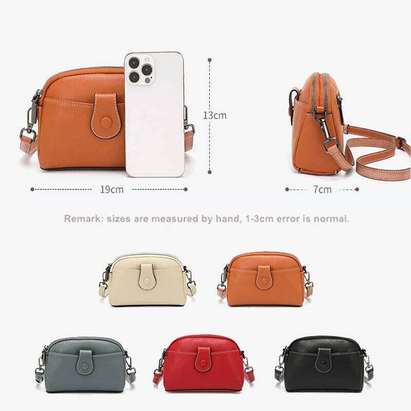Women Genuine Leather Small Shoulder 2025 New Fashion First Layer Cowhide Mobile Phone Bag Female Mini Messenger For Girls