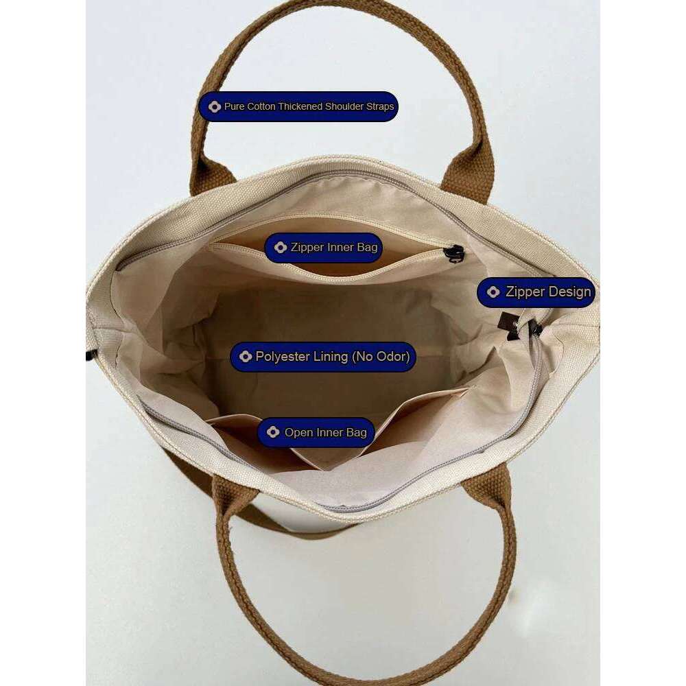 Hylhexyr Woman Shoulder Bag Letter Printed Casual Tote Fashion Thick Canvas Student Crossbody Bags With Zipper