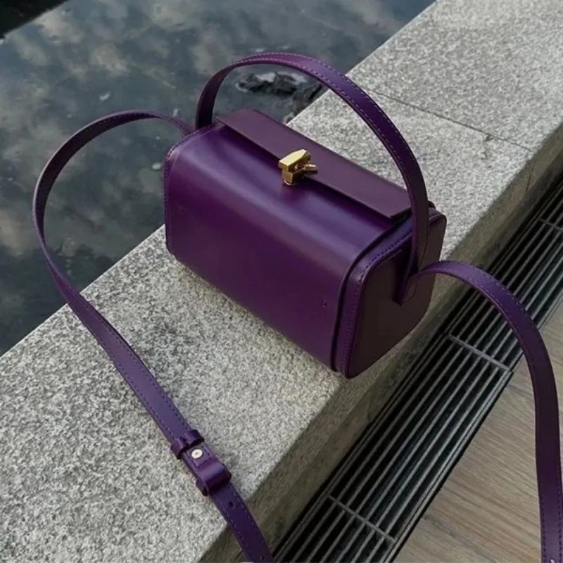 Handheld Box Bag Womens Fashionable Berry Purple Boston Bag Versatile Niche Light Crossbody Bag 250530